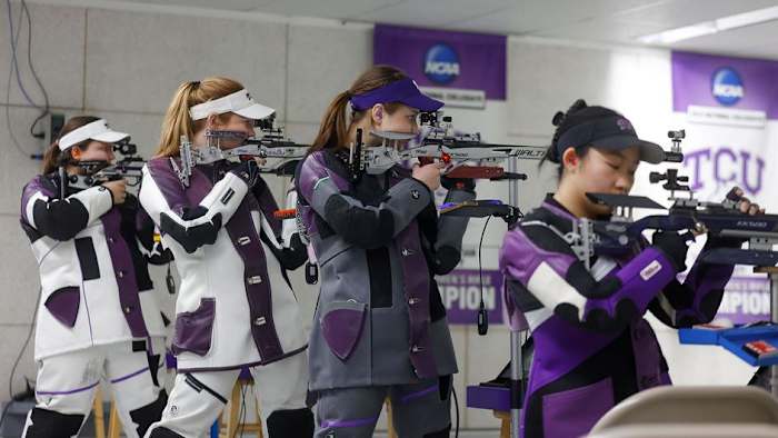 TCU Rifle team taking aim